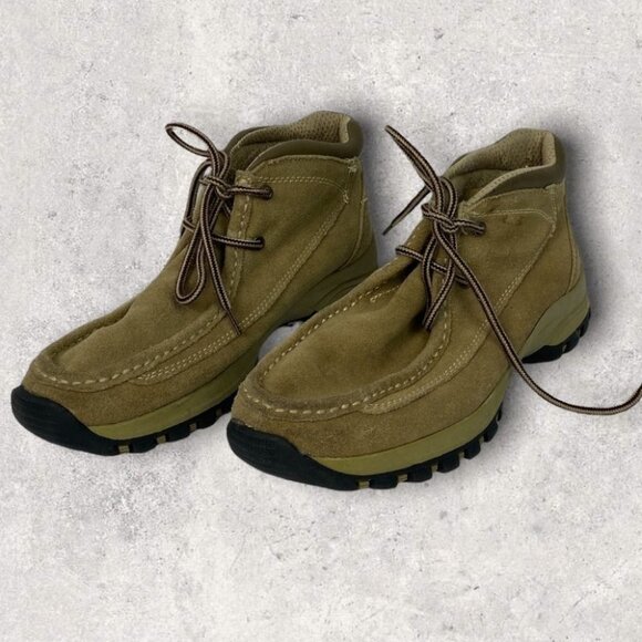 Route 66 Hiking Boots Mens Size 8 Beige Tan Brown Grip Lace Up Loafer Half Boot - Picture 3 of 11